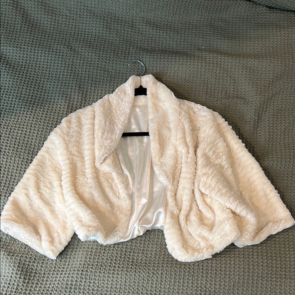 Chic Cream Teddy Jacket Plush Open Front